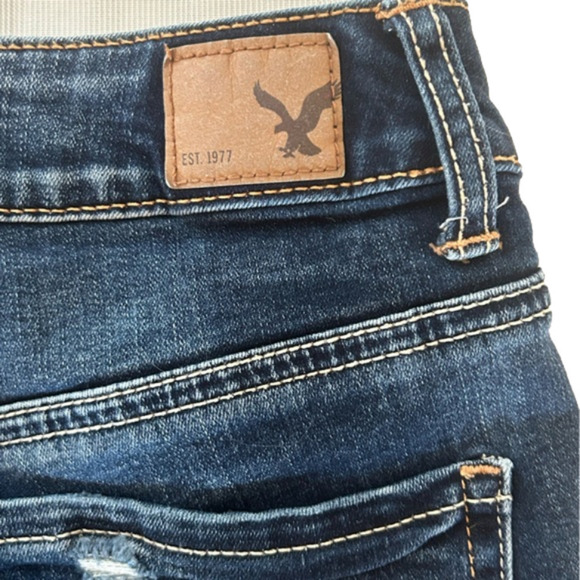 AE Outfitters Super Super Stretch Hi Rise Shortie Cut Off Jeans Shorts 2 - Picture 3 of 10